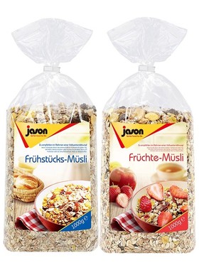Jason捷森高纤水果坚果燕麦片1KG德国进口营养早餐粗粮代餐Muesli