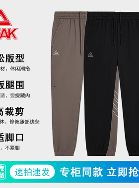 匹克针织抓毛长裤男冬新款通勤加绒加厚保暖运动裤束脚裤F3244151