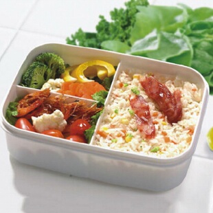 振兴三格保鲜分格饭盒学生上班族分隔便当盒密封便携微波炉加热盒