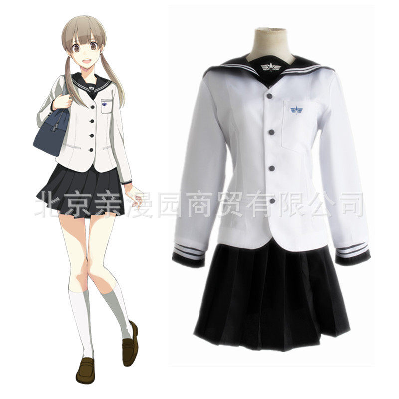 疾走王子 樱井奈奈cosplay衣服装 方南高校女生校服 白色黑色裙子