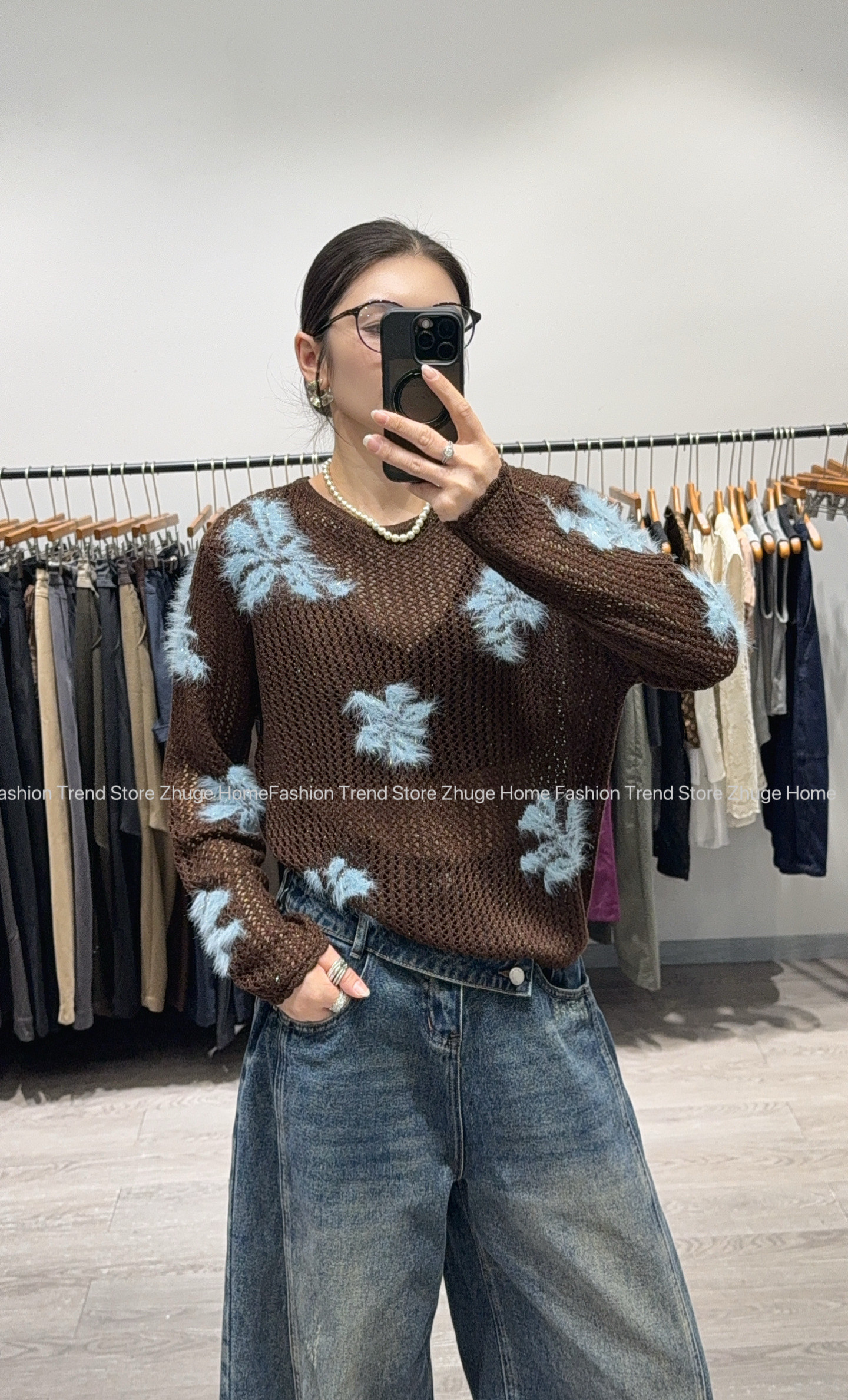 慵懒风立体花朵镂空针织衫女欧货26秋款设计感时尚减龄绵羊毛上衣