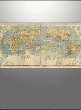 坤舆万国全图·明·利玛窦海报郑和大航海世界地图墙贴画卧室背景