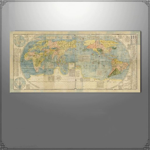 坤舆万国全图·明·利玛窦海报郑和大航海世界地图墙贴画卧室背景