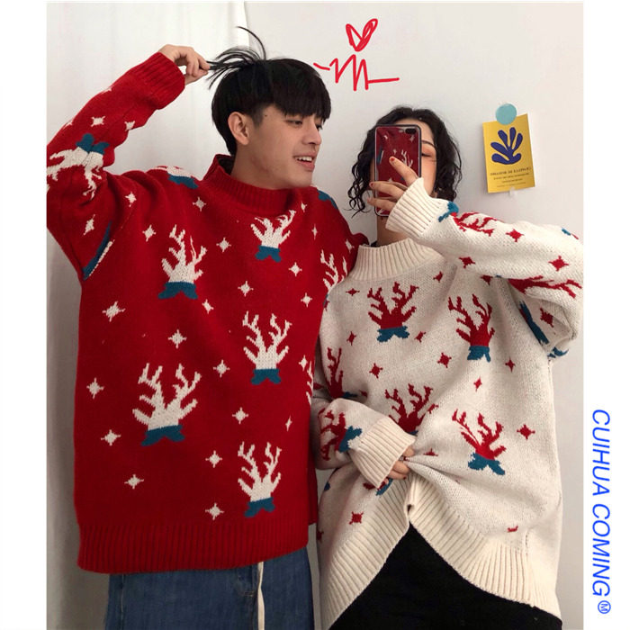 Autumn and winter Exorcism Korean Edition student Christmas gules sweater Socket Easy Lazy lovers Sweater coatin the Women's clothing/Boutique , Sweaters  category - from Buy2taobao.com to provide professional Taobao agent buy service
