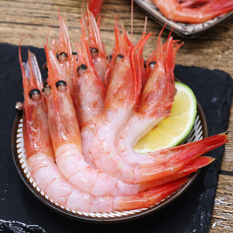 俄罗斯进口甜虾带头籽腹籽2斤装即食北极甜虾3l大号超低温-60度
