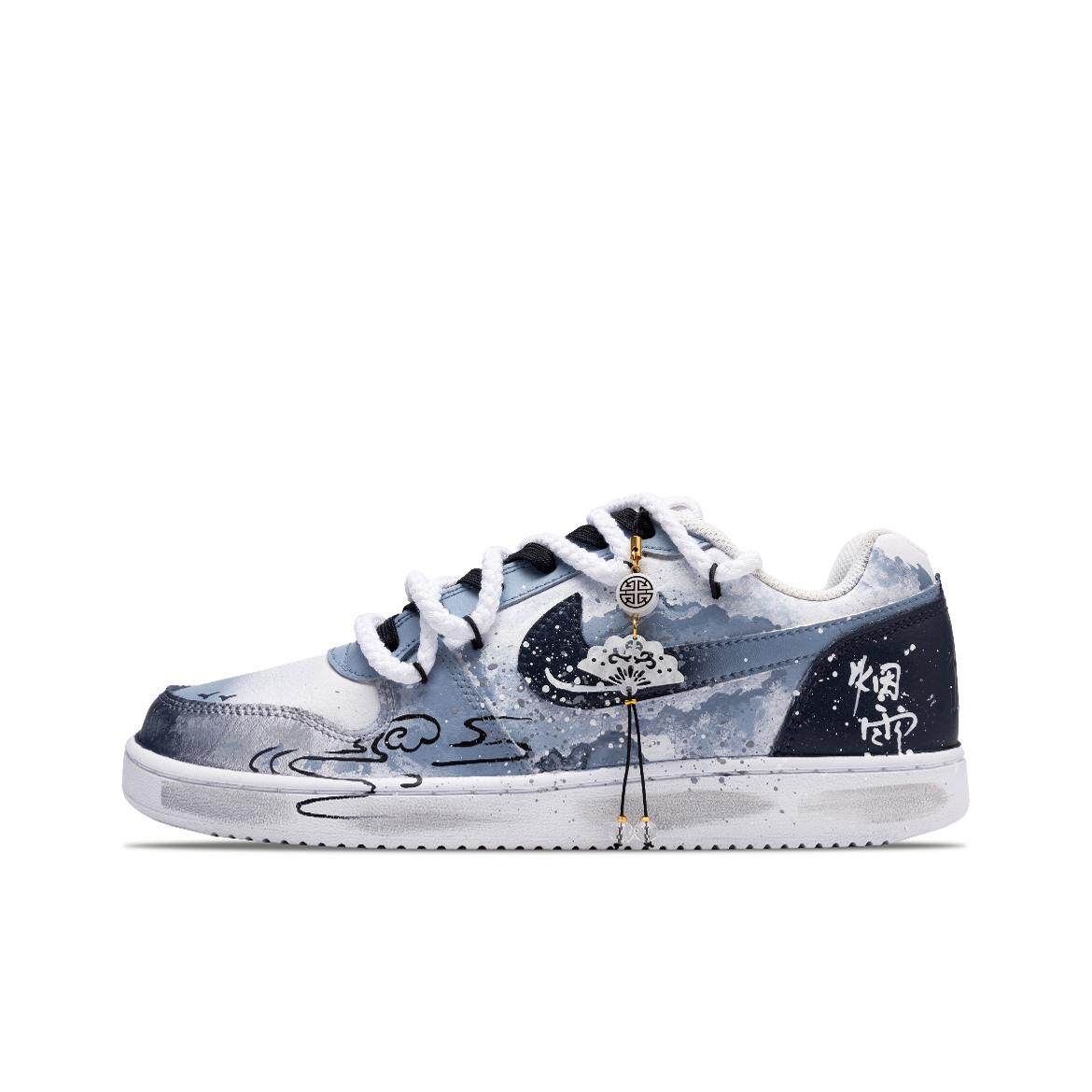 【定制球鞋】Nike Court Borough 烟雨如梦 低帮板鞋 男款 浅灰色