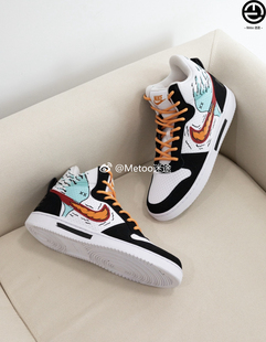 耐克球鞋定制 Nike Court Borough 美式街头涂鸦卡通嘻哈潮流板鞋