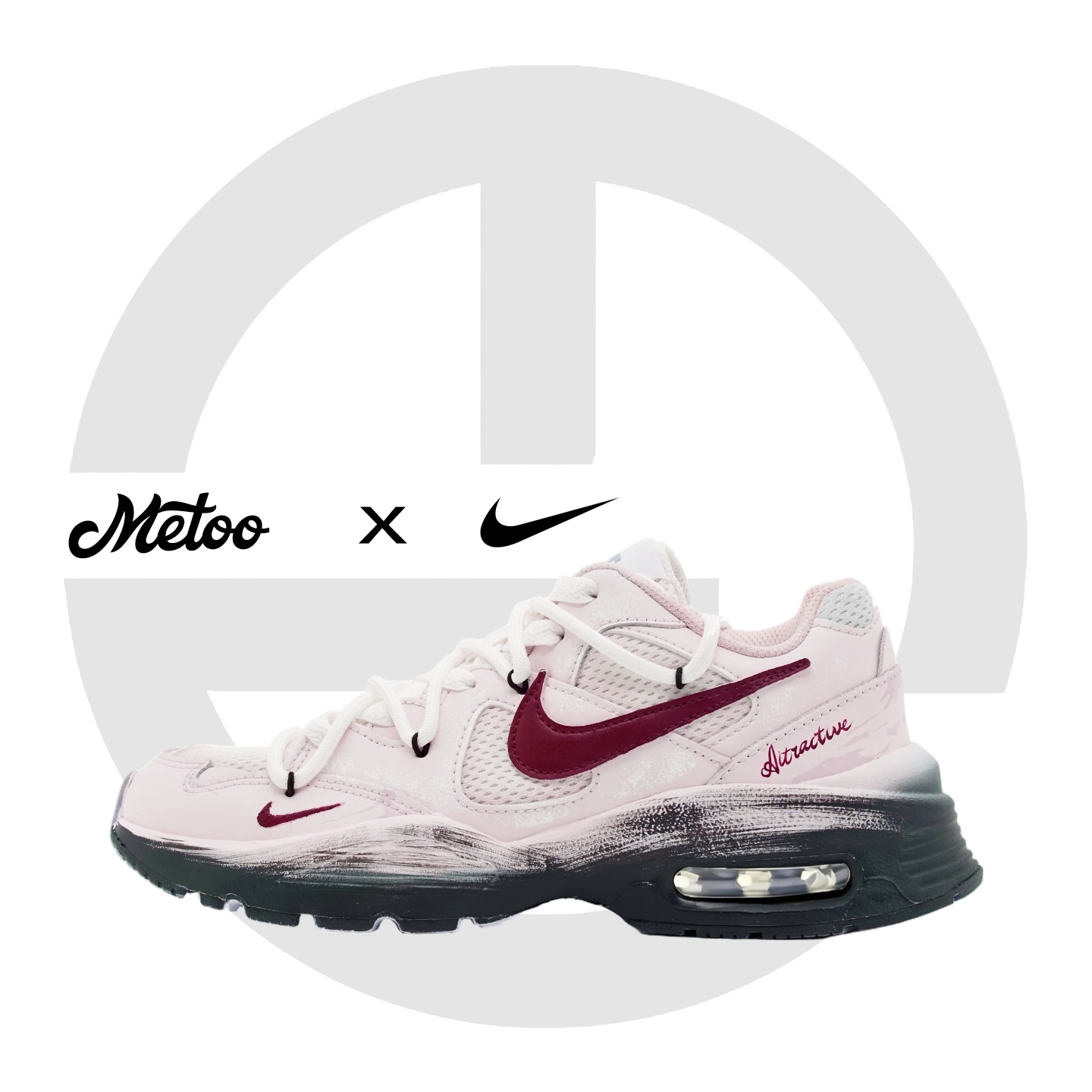 迷途定制球鞋 Nike Air Max Fusion 烟粉落汐手绘涂鸦机能休闲鞋