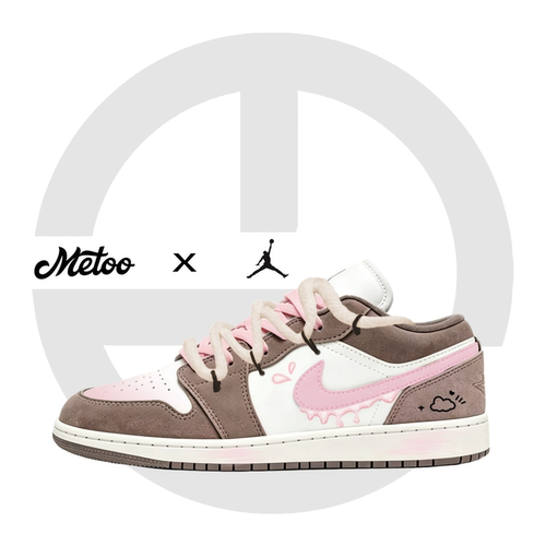 迷途定制球鞋 Air Jordan 1 Low 草莓冰淇凌麂皮低帮AJ1篮球鞋