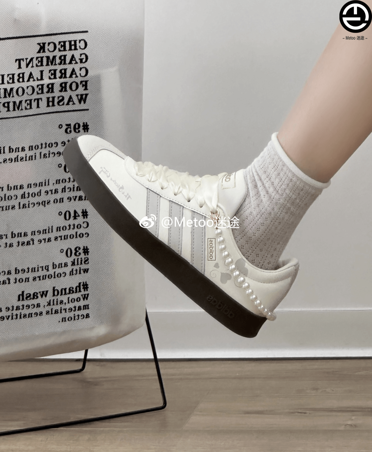 正品定制球鞋Adidas Court Revival梦中圆梦曲芭蕾风珍珠丝带板鞋
