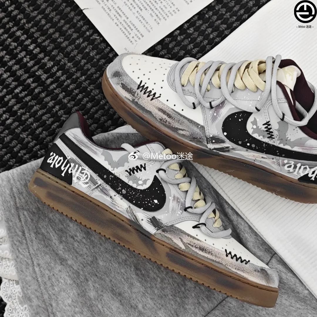 正品定制球鞋 Nike Court Vision 1 哥特暗语涂鸦做旧低帮板鞋