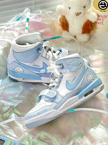 球鞋定制 Air Jordan Legacy 312 碧波蓝月冰雪圣诞蓝白篮球鞋