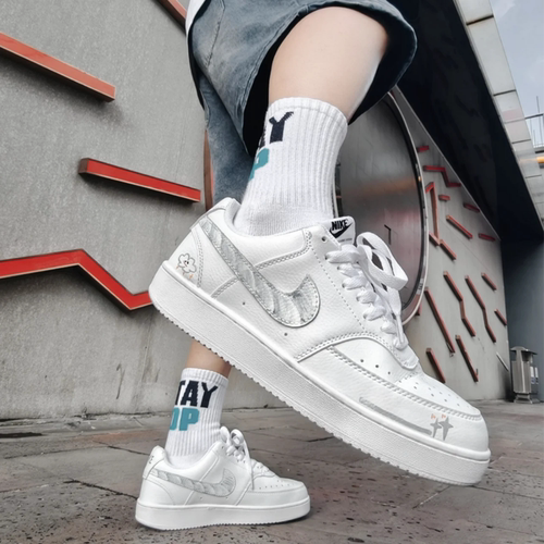迷途定制球鞋 Nike Court Vision 白月光 皮革 低帮板鞋 男女