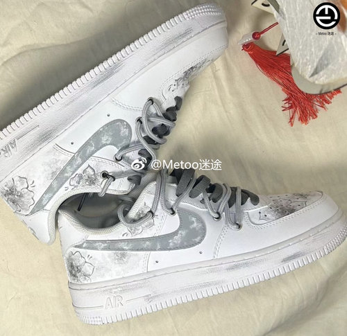 定制球鞋 Nike Air Force 1 Low 空军一号 国风 水墨 山茶花 板鞋