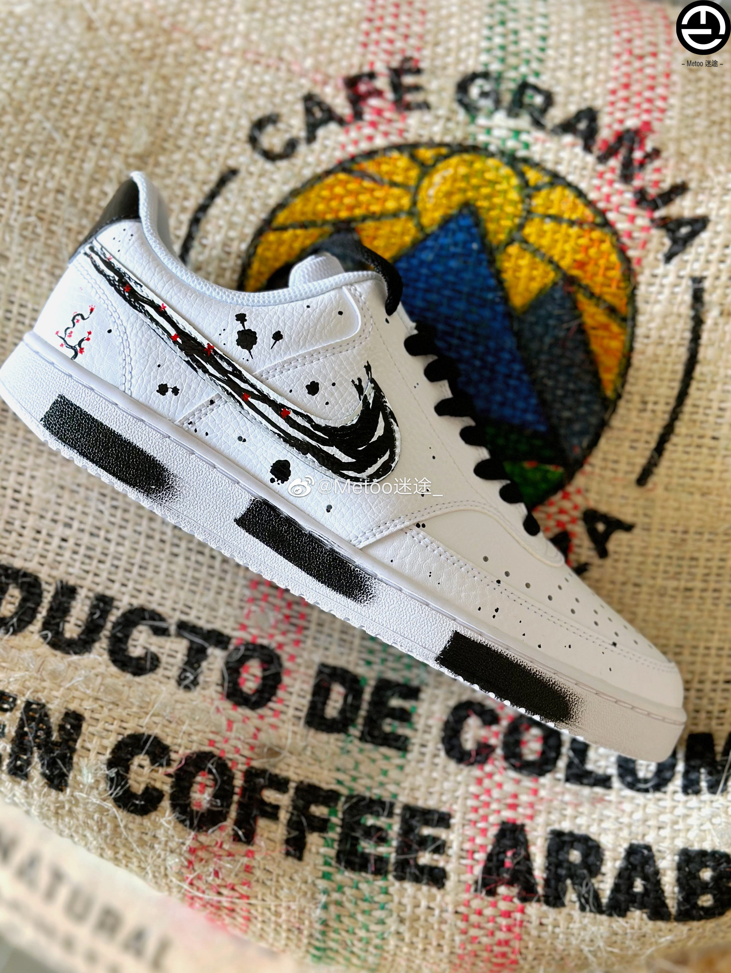 耐克球鞋定制 nike court vision low 男女款中国风泼墨低帮板鞋