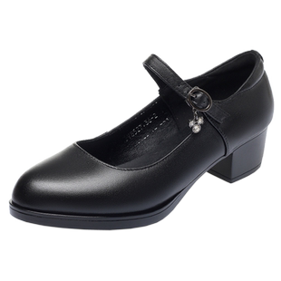 旗袍模特走秀高跟鞋女鞋中跟跳舞鞋真皮软底舞蹈鞋妈妈皮鞋工作鞋