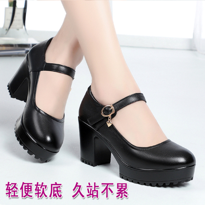 软皮软底走秀高跟鞋久站不累单鞋
