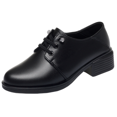 妈妈鞋系带皮鞋真皮软底低跟单鞋