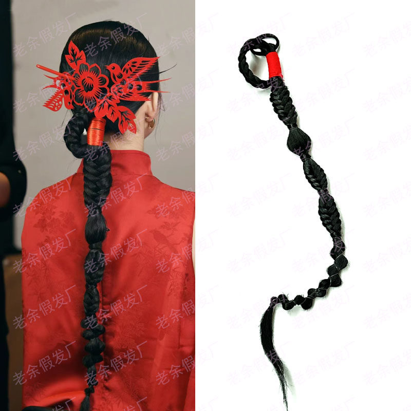 喜鹊剪纸搭配国风假发辫子女仿真发甜酷辣妹外网发型麻花辫马尾辫