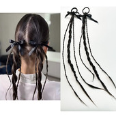 y2k假发辫子马尾女绸带辫子主播拍摄小辫子蝴蝶款 甜酷辣妹双马尾