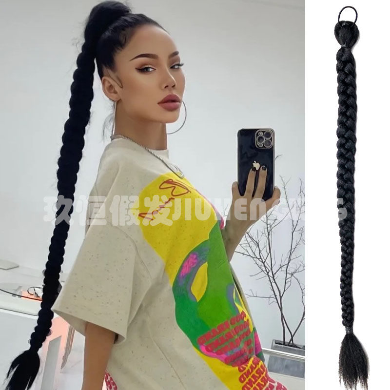 拳擊辮子歐美風麻花辮魚骨辮子马尾假发网红拍照神器夜店歌手演出