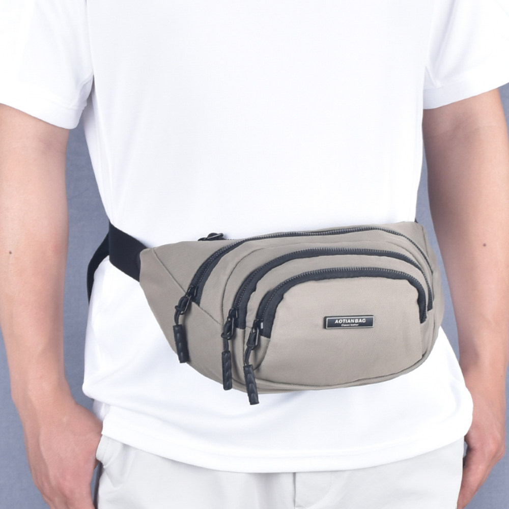 新款男士腰包多功能户外运动多层手机防水大容量休闲跑步斜挎胸包