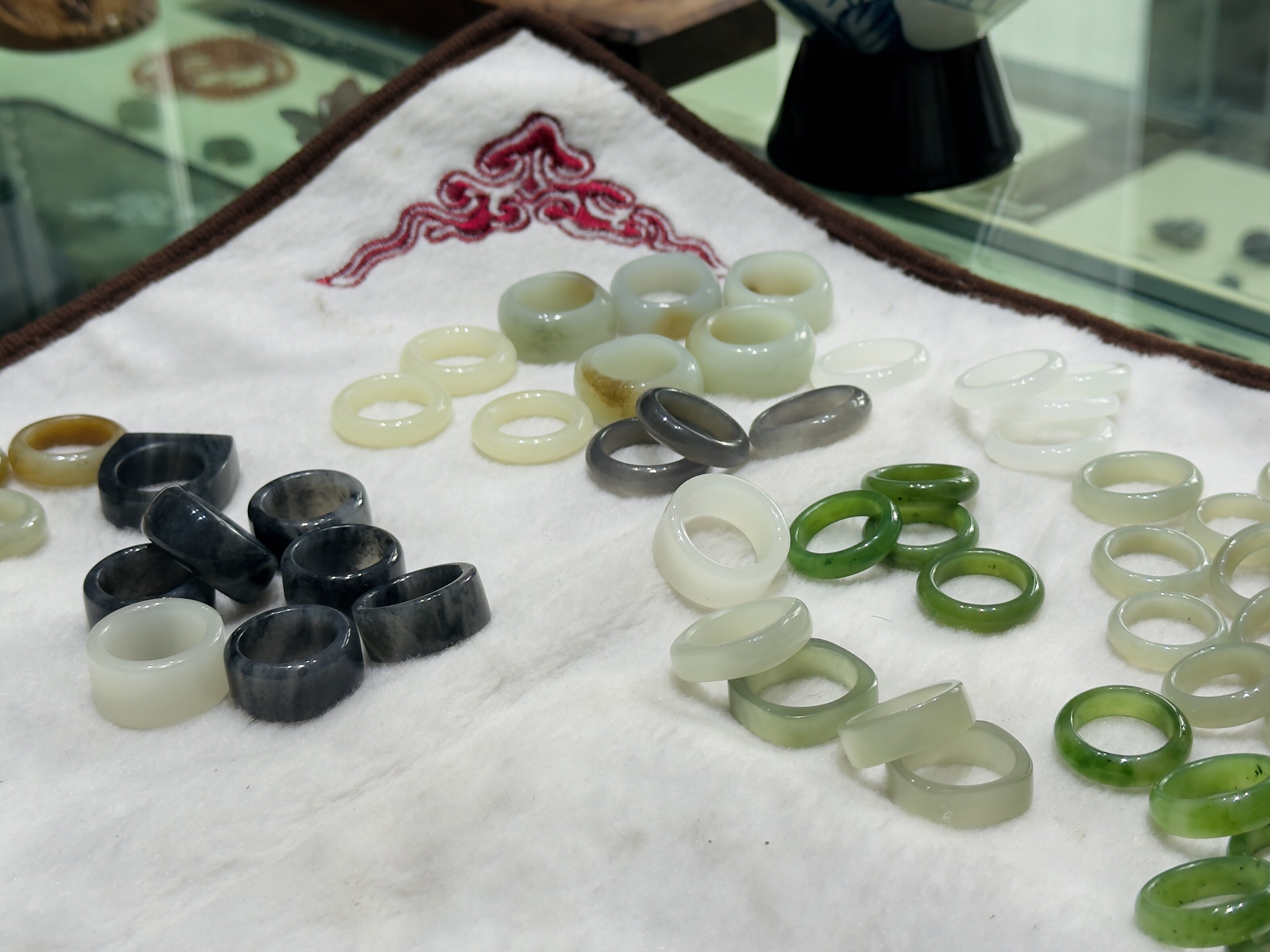 新疆和田玉且末蓝烟灰指环糖白青花碧玉羊脂白玉宽窄男女夏季戒指