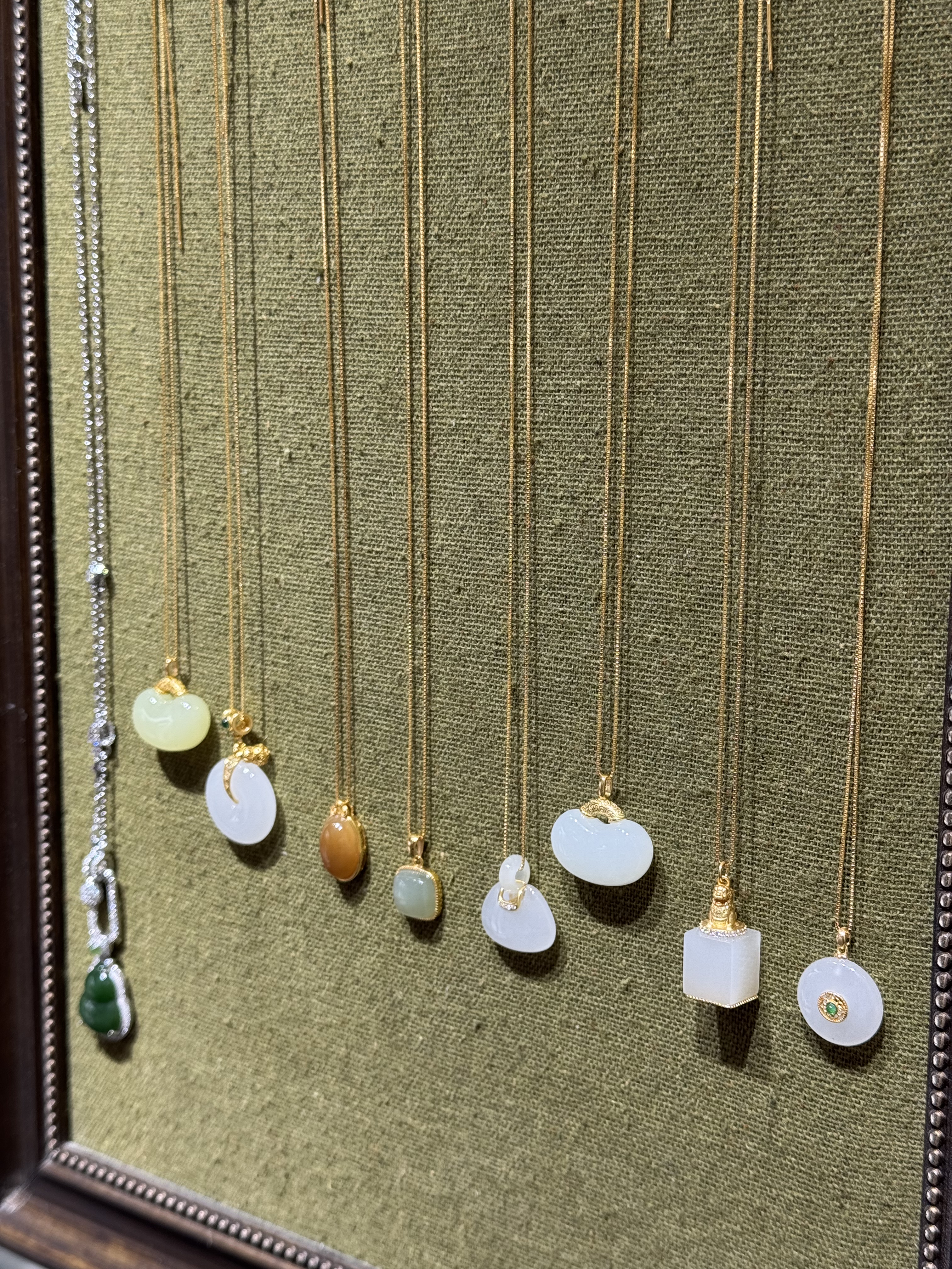 新疆和田玉白玉糖玉黄玉碧玉晴水银镶玉项链锁骨链平安扣福豆方糖