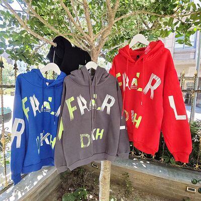 贝哆哈大童卫衣青少年加绒连帽套头衫休闲上衣男童女童一体绒绒衫