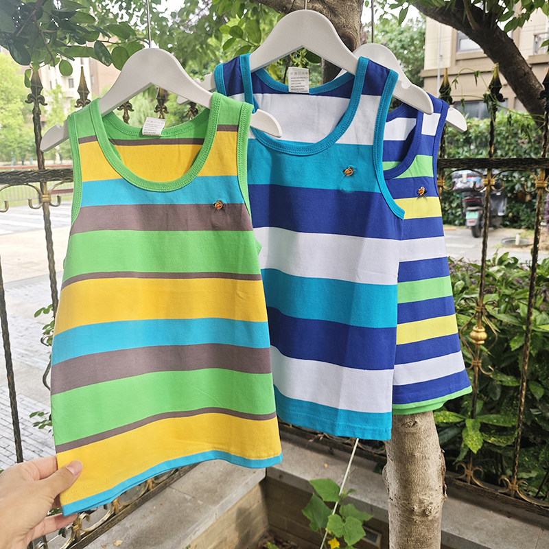 贝哆哈儿童夏季背心中大童条纹坎肩男童汗衫女童马甲无袖上衣T恤,童装/婴儿装/亲子装,背心吊带,淘宝优惠券,粉丝福利购,淘宝优惠卷