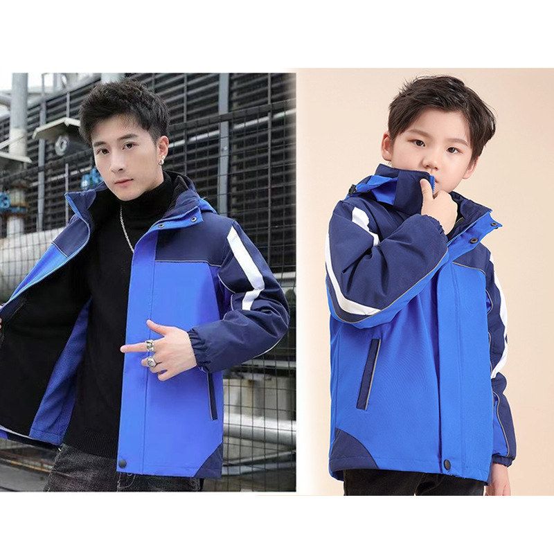 贝哆哈大童冬季三合一冲锋衣男士户外运动儿童加厚拆卸内胆外套
