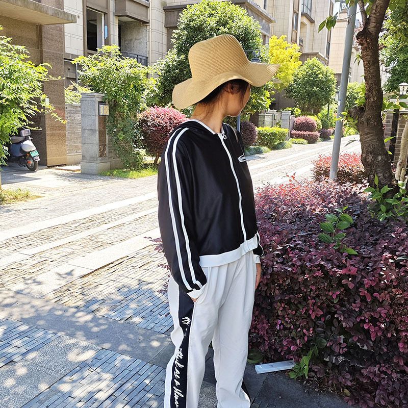 贝哆哈儿童夏季外套女童长袖中大童女宝连帽拉链衫速干上衣开衫