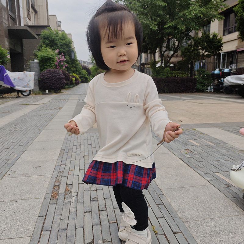 贝哆哈儿童春秋款长袖T恤可爱汗衫女童娃娃衫中小童圆领套头衫裙