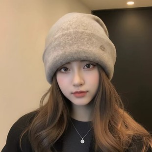 日本专柜GP软糯纯羊毛针织帽子女生新款冬防寒护耳大头围毛线帽子