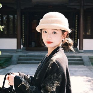 日本专柜GP透气千金渔夫帽子女赫本风高品质礼帽秋冬百搭优雅盆帽