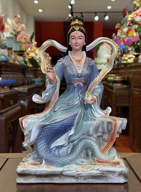 仿汉白玉女娲娘娘神像大地之母娲皇补天创世女神家用客厅供奉摆件