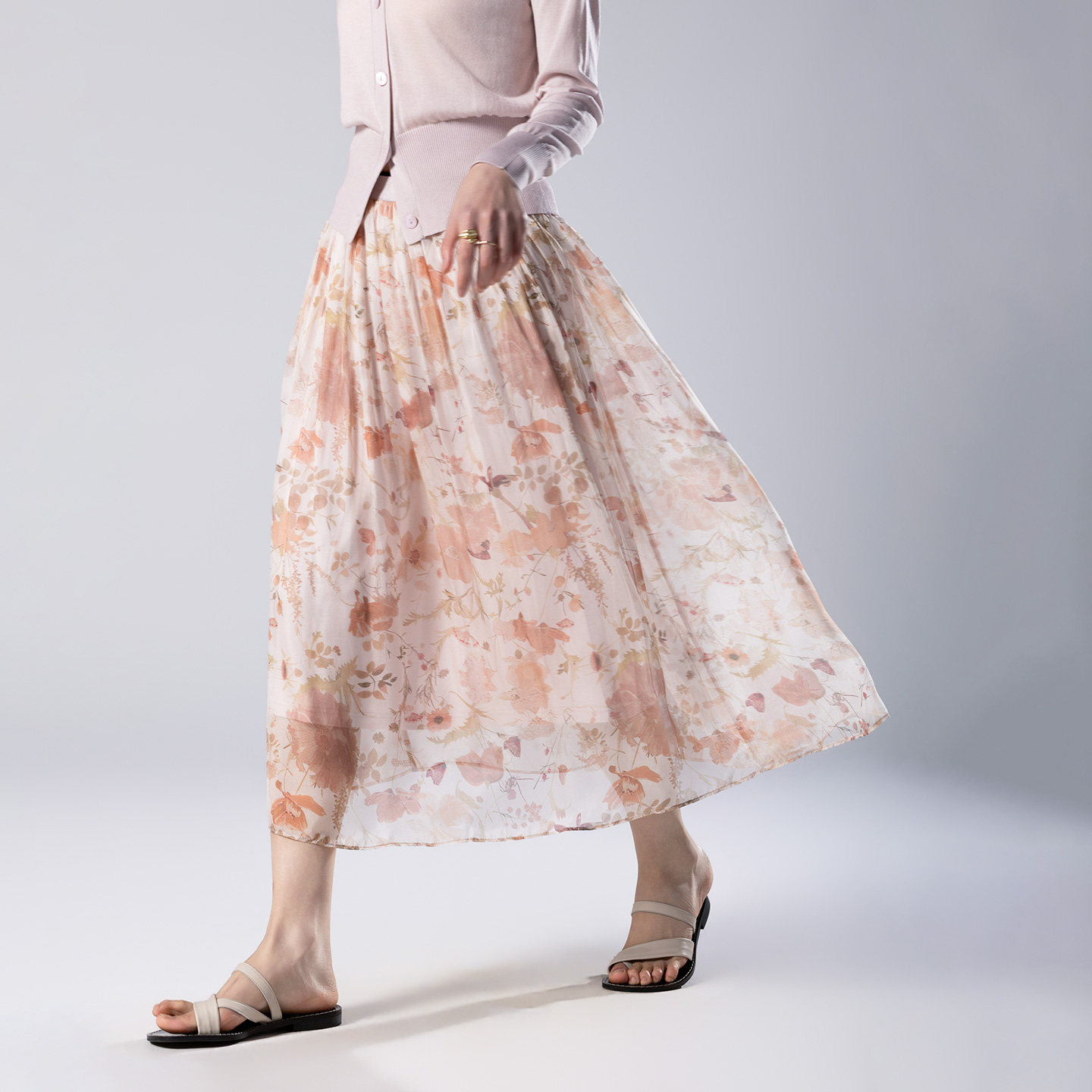 纨叙【烟粉蝶梦】真丝半身裙遮肉显瘦梨型小个子温柔风26春夏新款