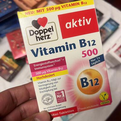 双心Doppelherz进口Vitamin大剂量维生素 B12 500µg 现货30粒/盒