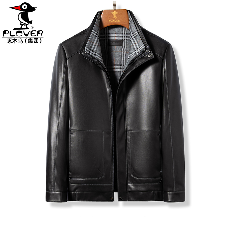 海宁皮衣男士短款黑色休闲桑蚕丝内胆绵羊皮外套2025新款真皮夹克