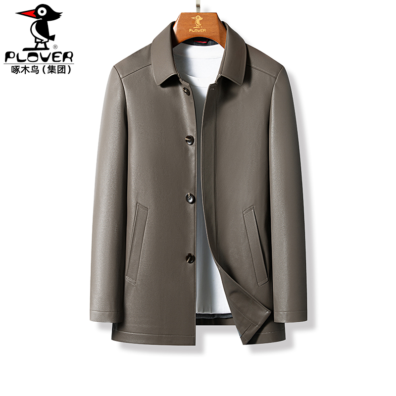 海宁真皮常规款皮衣男外套翻领