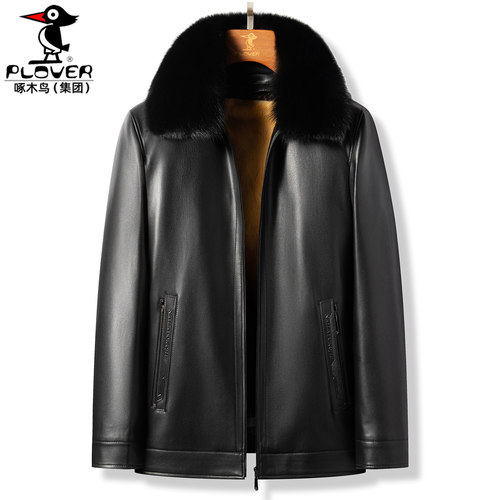 狐狸毛领黄金貂内胆绵羊皮衣男冬