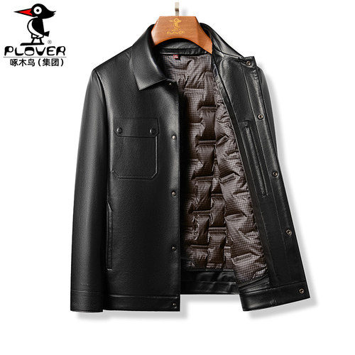 90白鹅绒内胆皮衣男士皮夹克外套