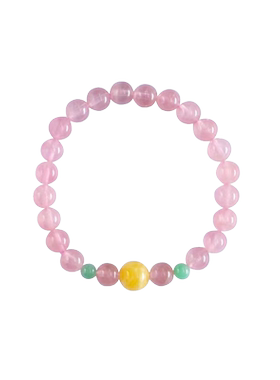 马达加斯加粉水晶蜜蜡单圈手链