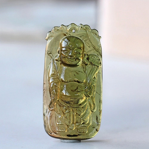 碧雅绿碧玺吊坠手工雕刻佛像吊坠弥勒佛像挂件一物一图证书16.6g - 封面