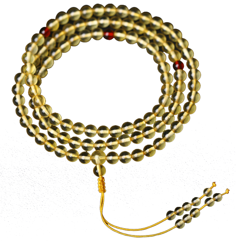 碧雅珠宝天然金珀108颗佛珠手链