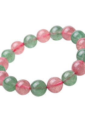 天然无优化草莓晶绿色手串