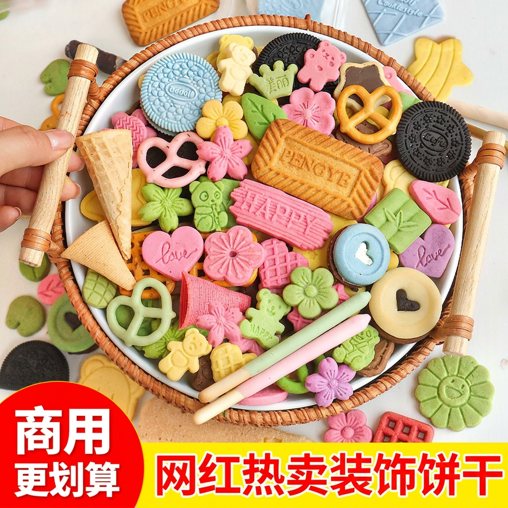 饼干蛋糕装饰混合装生日烘焙点缀纸杯甜品插件冰淇淋绵绵冰插牌