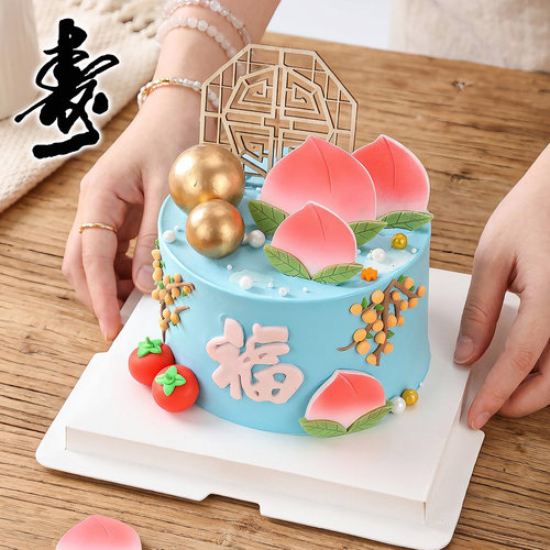 网红新中式红色寿桃巧克力插件