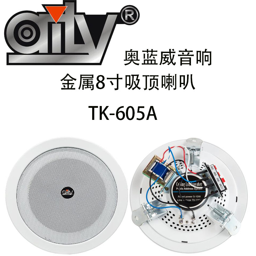 奥蓝威TK-605A天花喇叭8寸定制广播吸顶音箱吊顶背景音乐套装