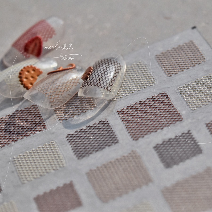 奈希美甲贴纸 莫失合作款韩风ins热款网纱网纹复古指甲贴波点格子